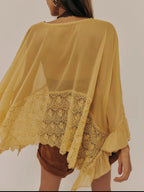 Lace V-neck Ruffle Long Sleeve Cover-up (7)