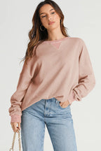 Waffle-knit Long Sleeve Sweatshirt (20)
