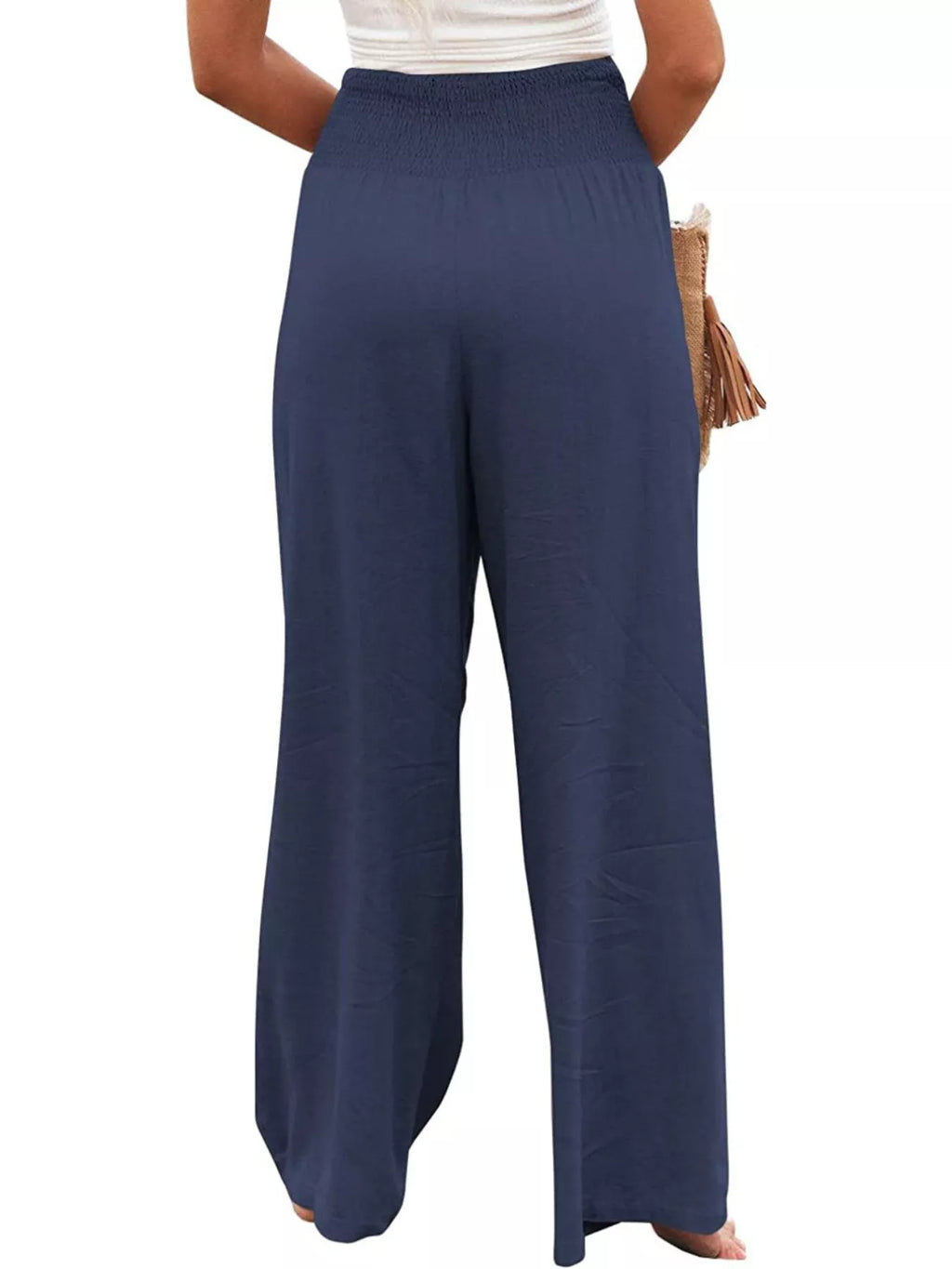 Smocked High Waisted Wide Leg Pants (15)