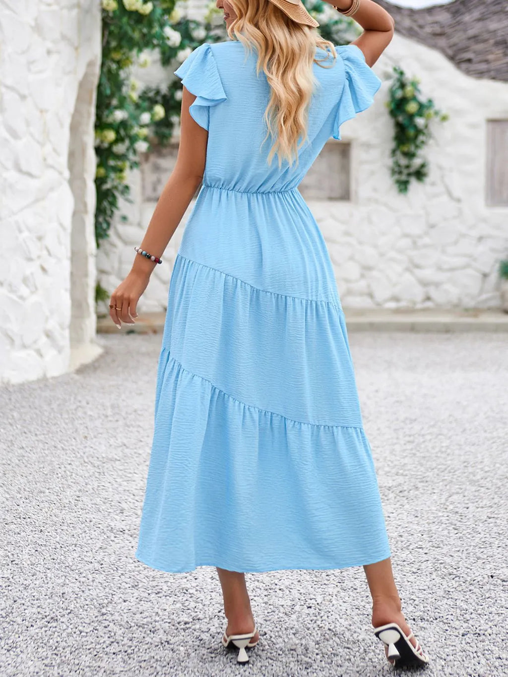 V-neck Ruffle Sleeve Dress (10)