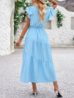 V-neck Ruffle Sleeve Dress (10)