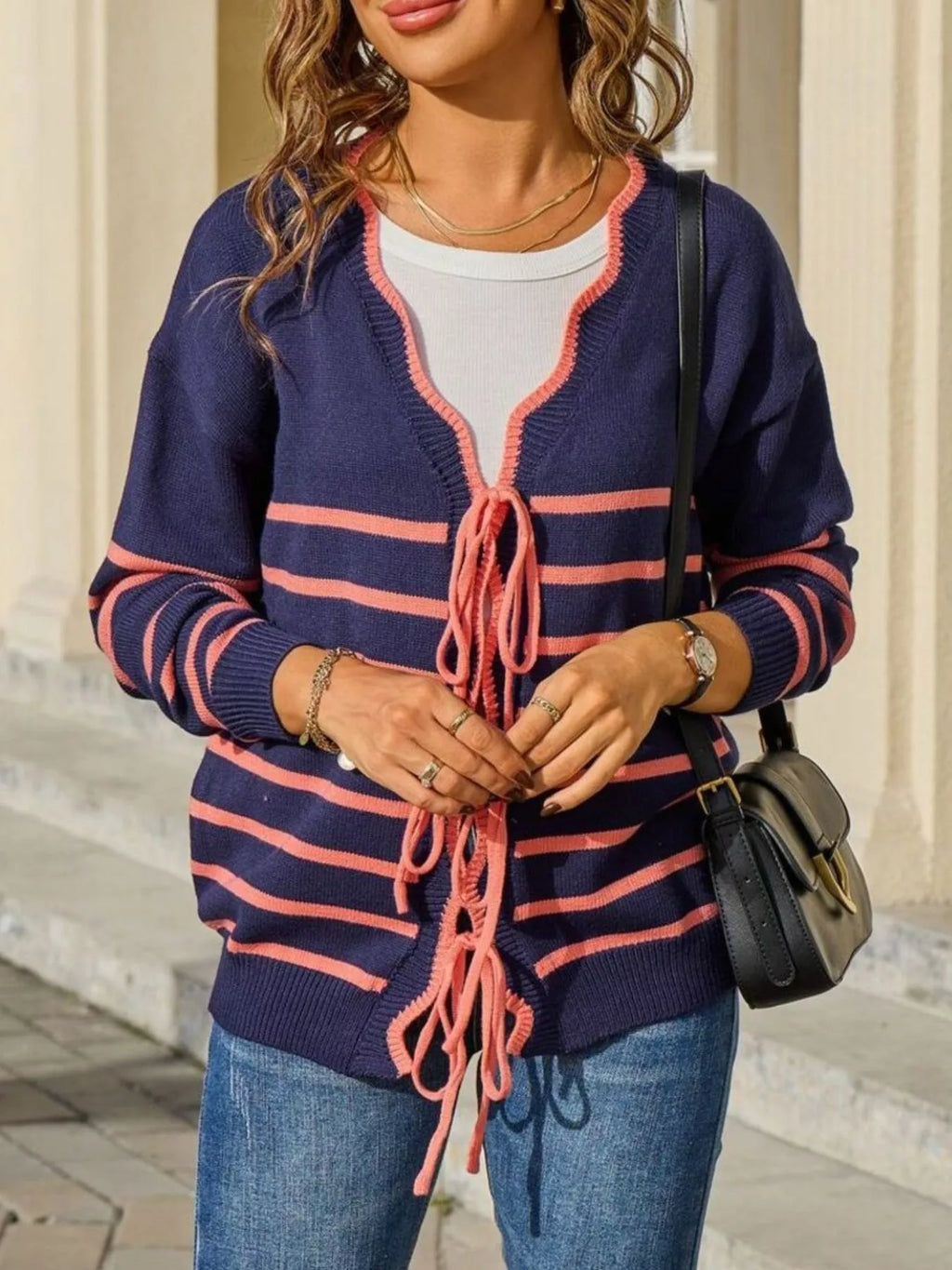Striped Tie Front Knit Cardigan (21)
