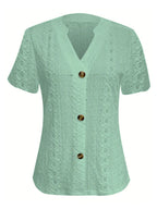 Openwork Notched Short Sleeve Top (2)