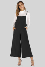 Full Size Cropped Wide Leg Overalls Pockets