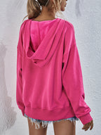 Dropped Shoulder Slit Hoodie (2)