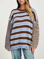 Oversized Striped Distressed Sweater (6)