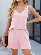 Casual Ribbed Tank Top Shorts Set (23)