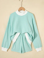 Striped Oversized Sweatshirt Shorts Set (11)