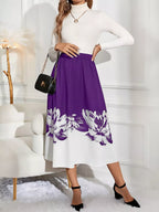Floral Print A-line Midi Skirt