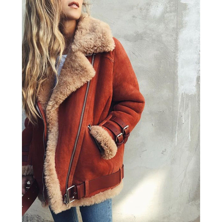 Suede Leather Jacket Lamb Wool Warm Coat variant CJNSWTFP00189-Red-3XL|CJNSWTFP00189-Red-5XL|CJNSWTFP00189-Red-4XL|CJNSWTFP00189-Red-XXL|CJNSWTFP00189-Red-M|CJNSWTFP00189-Red-S|CJNSWTFP00189-Red-XL|CJNSWTFP00189-Red-L