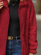 Fuzzy Pocketed Zip Up Jacket (15)