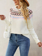 Fair Isle Pattern Crew Neck Sweater (5)