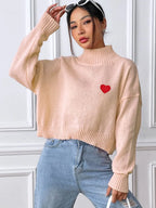 Heart Turtleneck Long Sleeve Sweater (6)