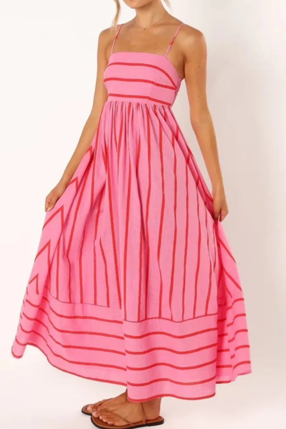 Striped Square Neck Cami Dress (5)