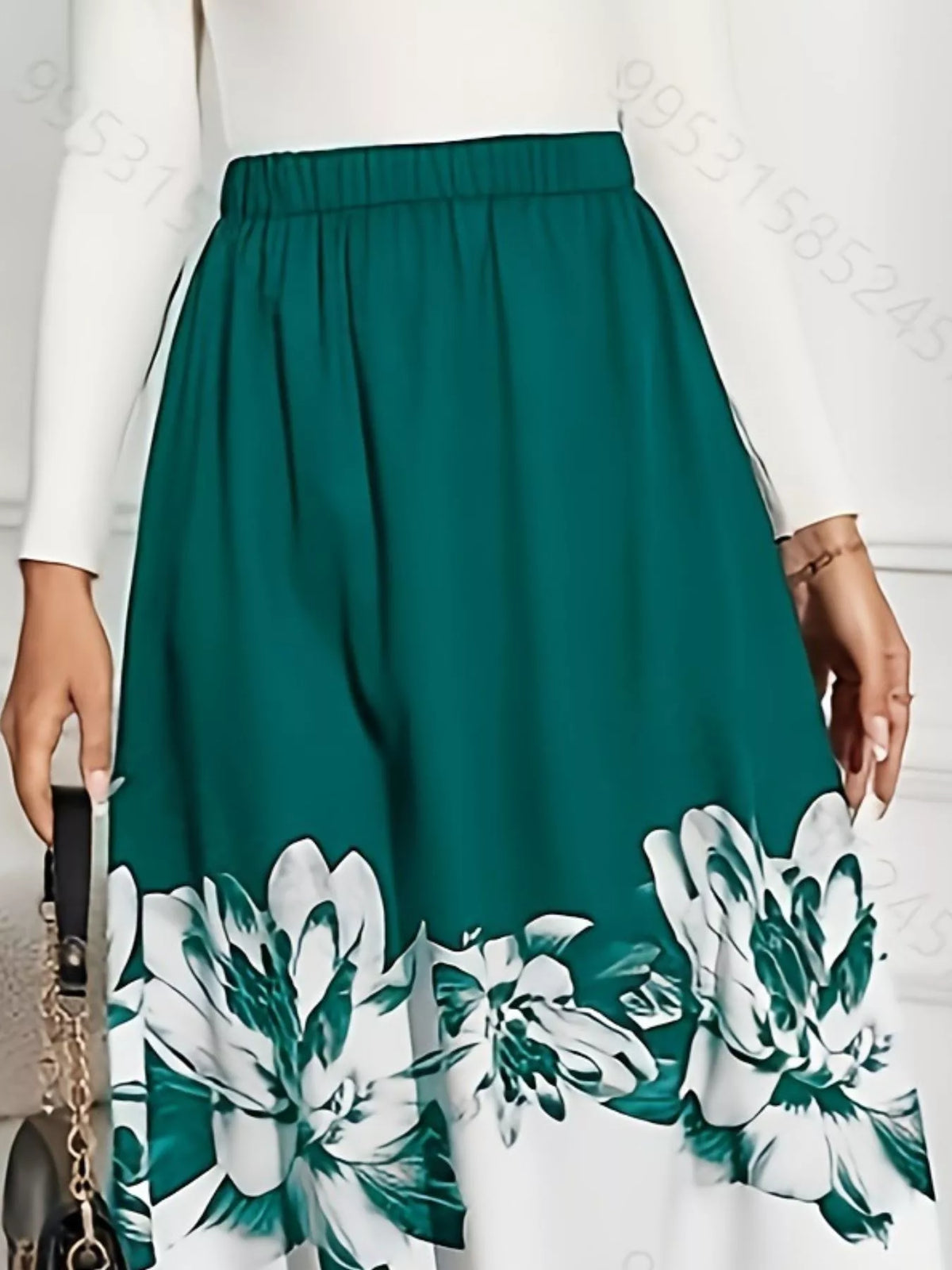 Floral Print A-line Midi Skirt (9)