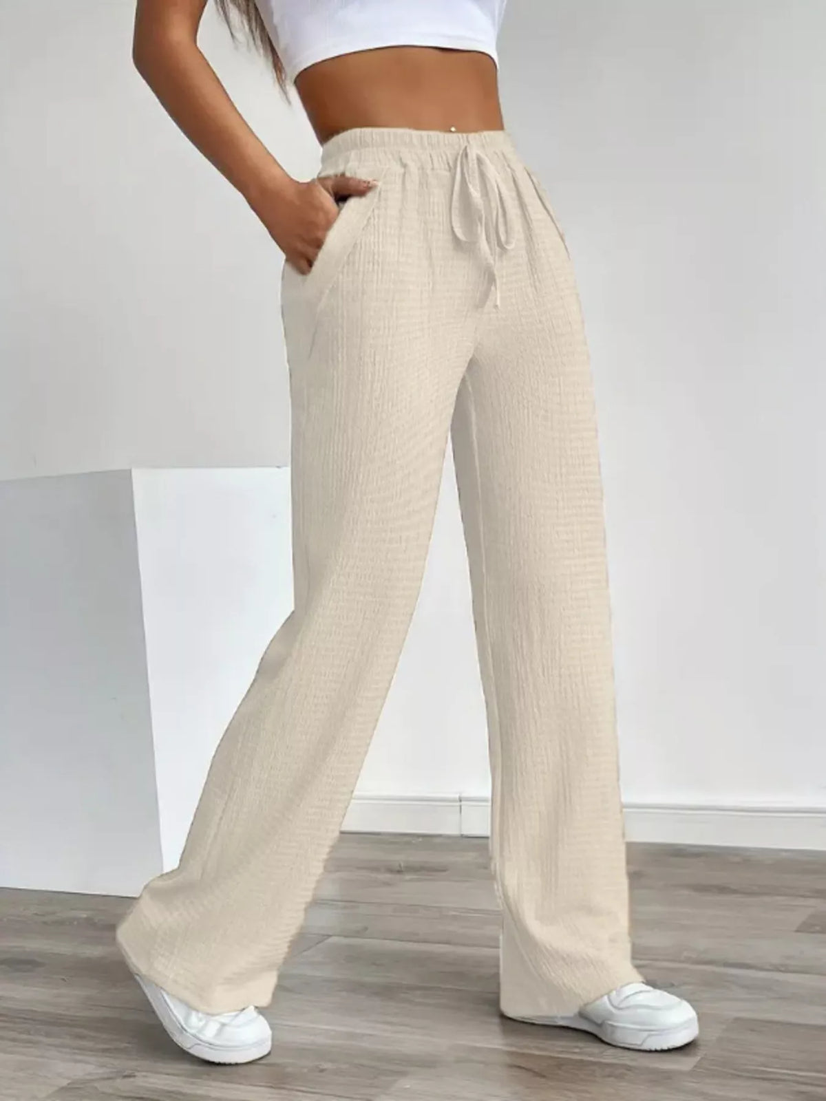 Texture Wide Leg Pants (4)
