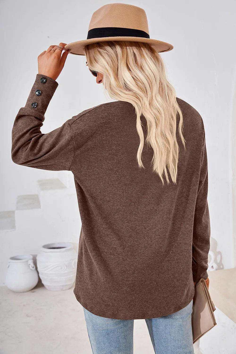 V-neck Dropped Shoulder T-shirt (2)