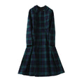 French Lapel Long Sleeve Plaid Waist Tight Large Swing Dress variant CJLY192986701AZ|CJLY192986702BY|CJLY192986703CX|CJLY192986704DW|CJLY192986705EV