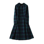 French Lapel Long Sleeve Plaid Waist Tight Large Swing Dress variant CJLY192986701AZ|CJLY192986702BY|CJLY192986703CX|CJLY192986704DW|CJLY192986705EV