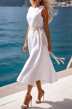 Round Neck Sleeveless Midi Dress (3)