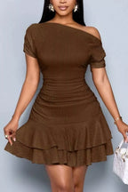 One-shoulder Ruffle Hem Mini Dress (19)