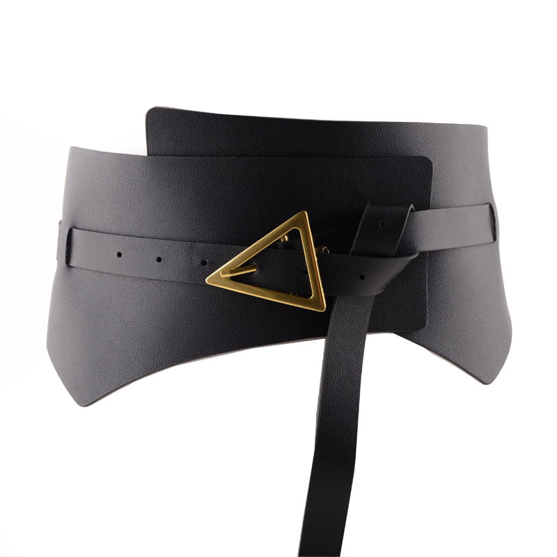 Faux Leather Pu Waist Belt Triangle Buckle Wide Girdle variant CJYD122611802BY
