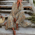 V-neck Print Dress variant CJNSSYLY03093-Khaki-S|CJNSSYLY03093-Khaki-L|CJNSSYLY03093-Khaki-XXL|CJNSSYLY03093-Khaki-XL|CJNSSYLY03093-Khaki-M|CJNSSYLY03093-Khaki-3XL