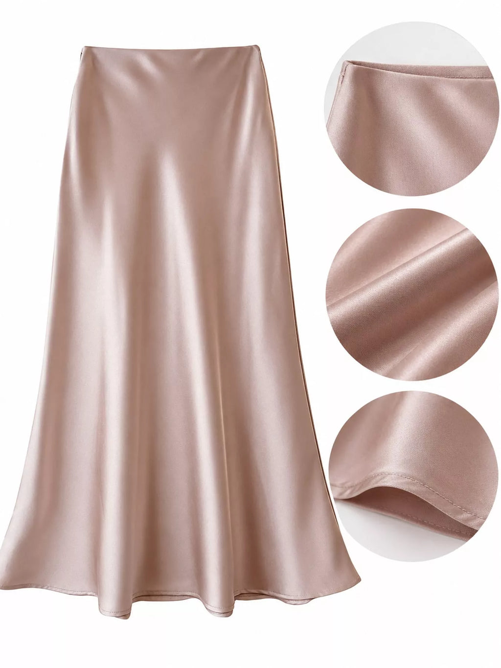 Full Size High-waisted Satin Midi Skirt Plus (30)