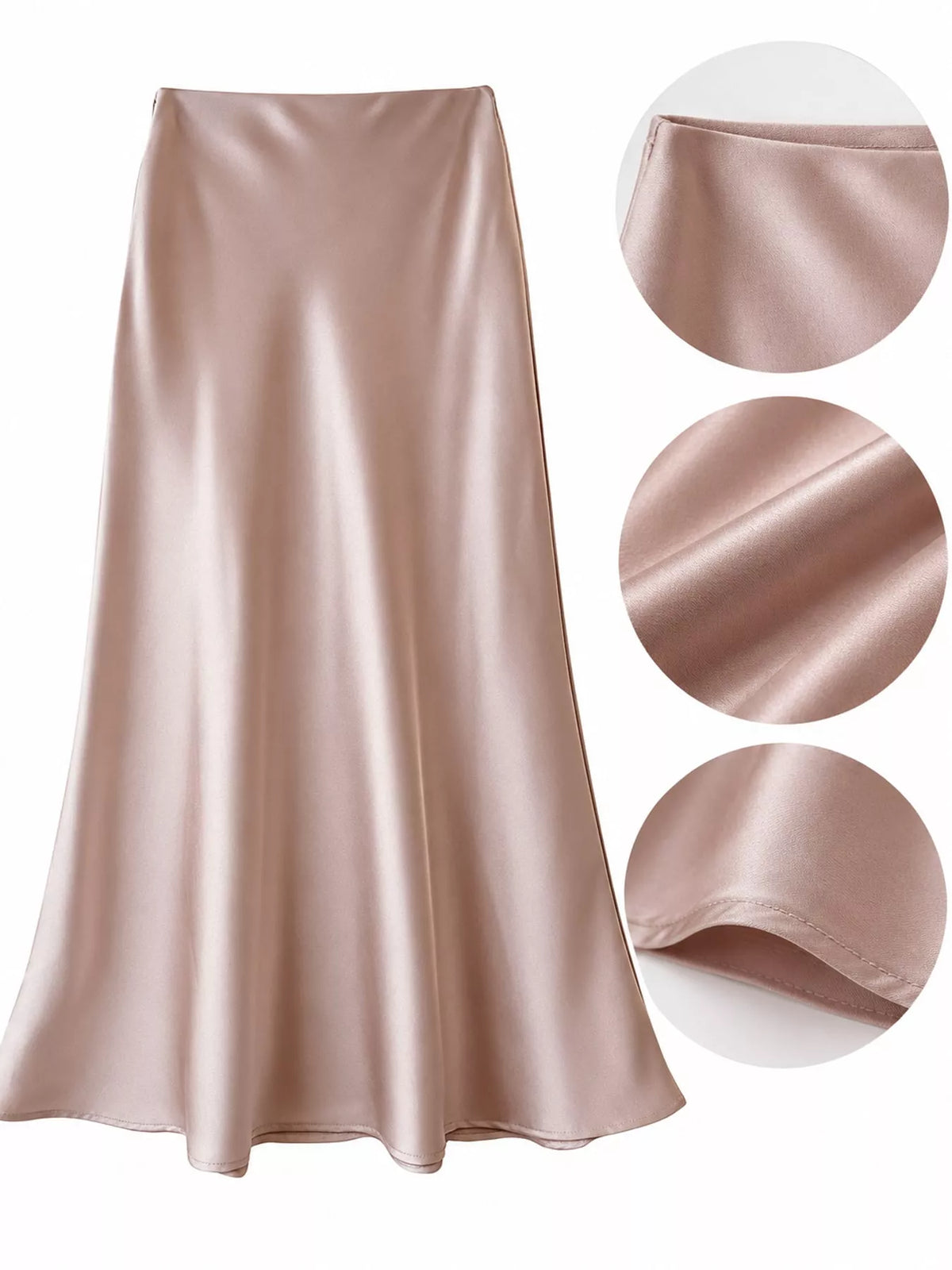 Full Size High-waisted Satin Midi Skirt Plus (30)