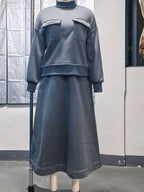 Turtleneck Knit Top Midi Skirt Set (3)