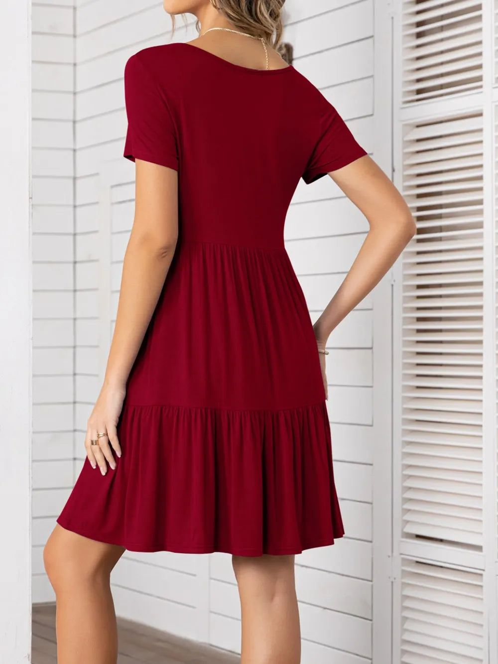 Round Neck Short Sleeve Mini Tee Dress (23)