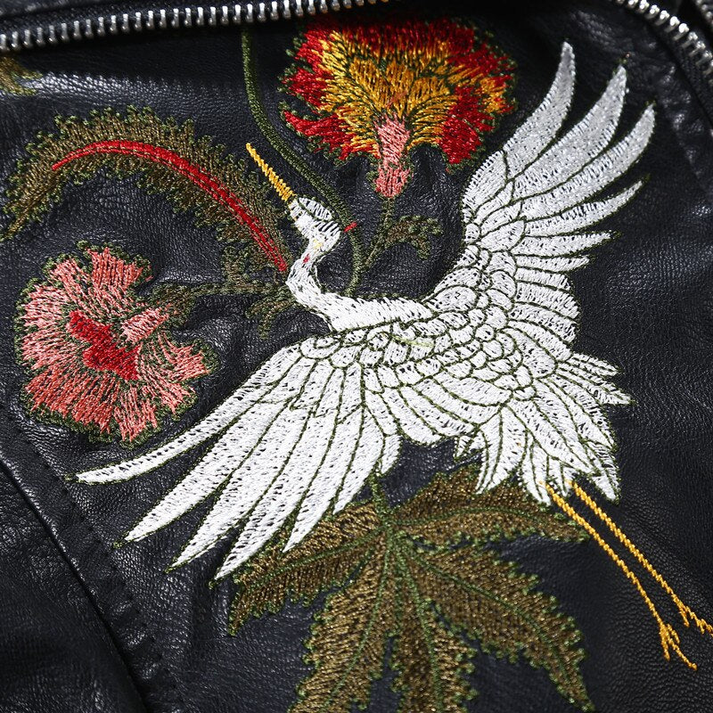 Embroidered Leather Jacket photo 3