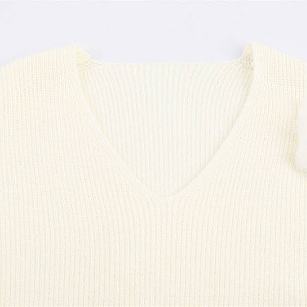 Casual V-neck Cuff Furry Knitted Dress photo 8
