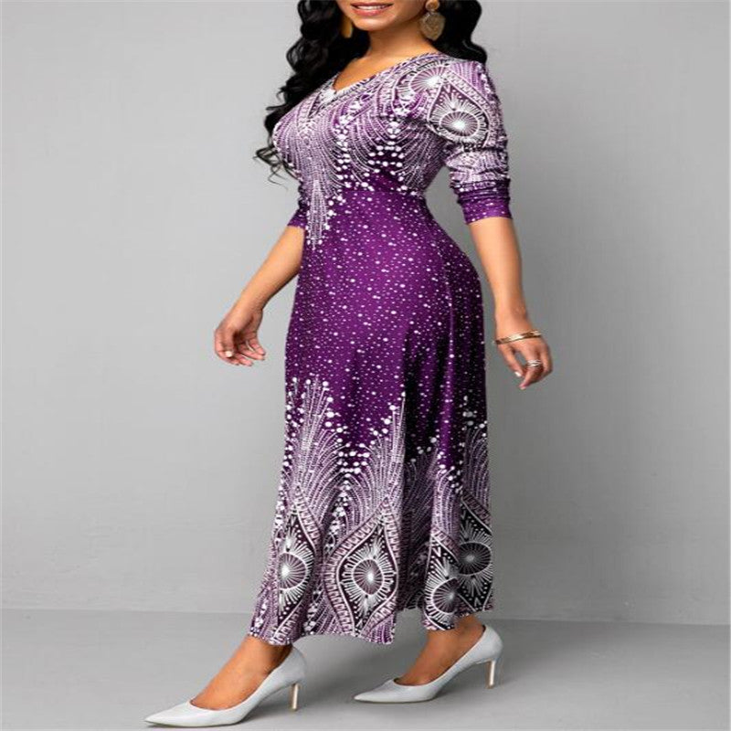 Long Sleeve Maxi Dress variant CJNSSYLY08397-Purple-XL|CJNSSYLY08397-Purple-4XL|CJNSSYLY08397-Purple-M|CJNSSYLY08397-Purple-S|CJNSSYLY08397-Purple-5XL|CJNSSYLY08397-Purple-XXL|CJNSSYLY08397-Purple-L|CJNSSYLY08397-Purple-3XL