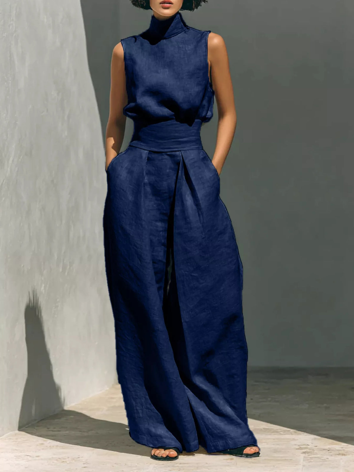 Full Size Sleeveless Wide-leg Jumpsuit Smocked Waist Plus (11)