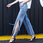 Oversized High-rise Side Wide-leg Jeans photo 1
