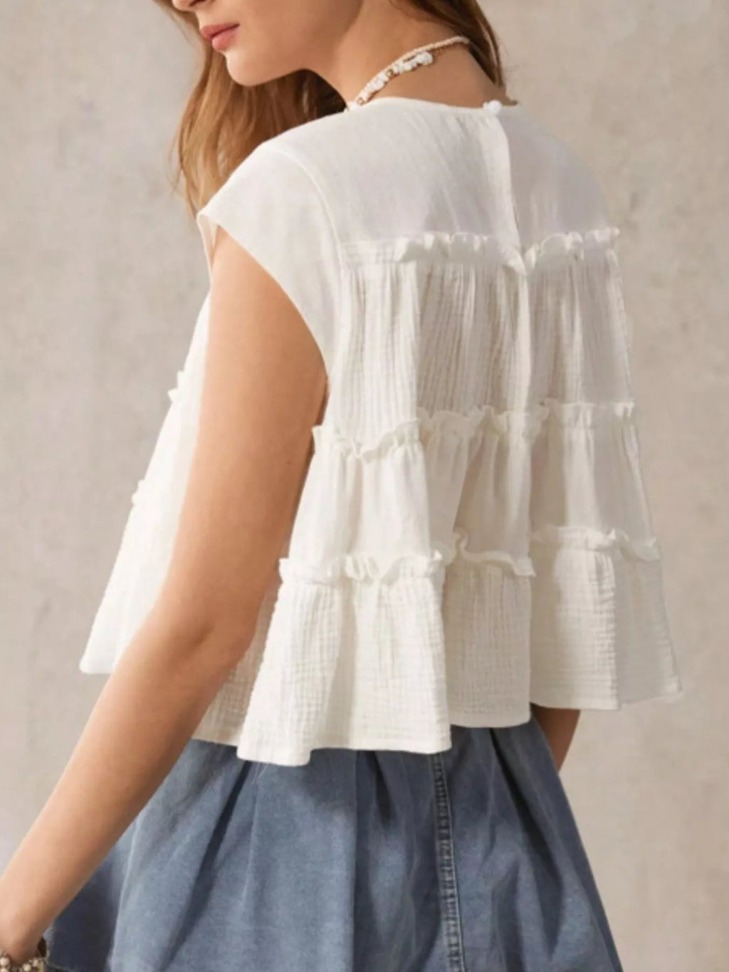 Tiered Cap Sleeve Blouse (5)