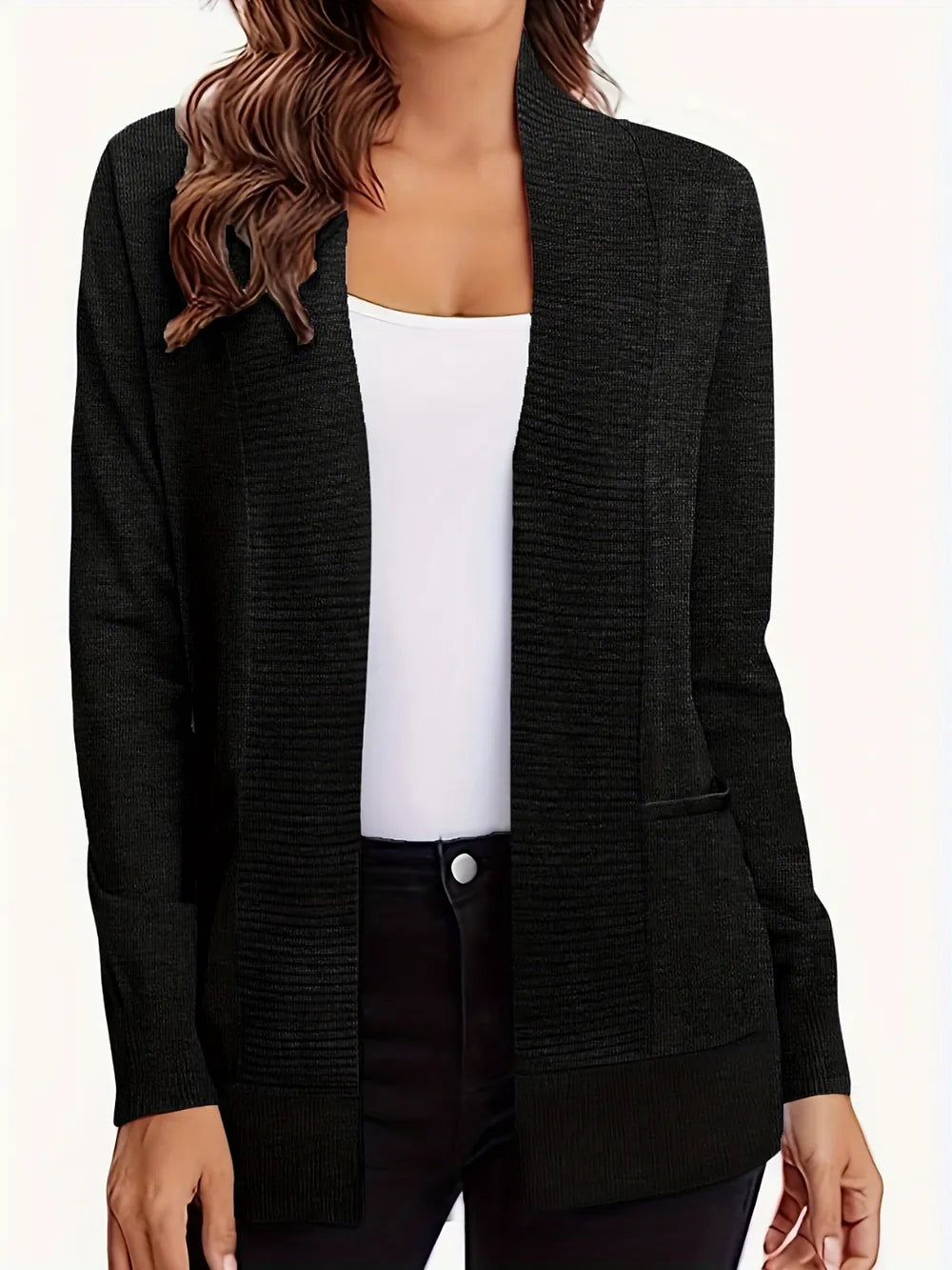 Open Front Long Sleeve Sweater Cardigan (16)