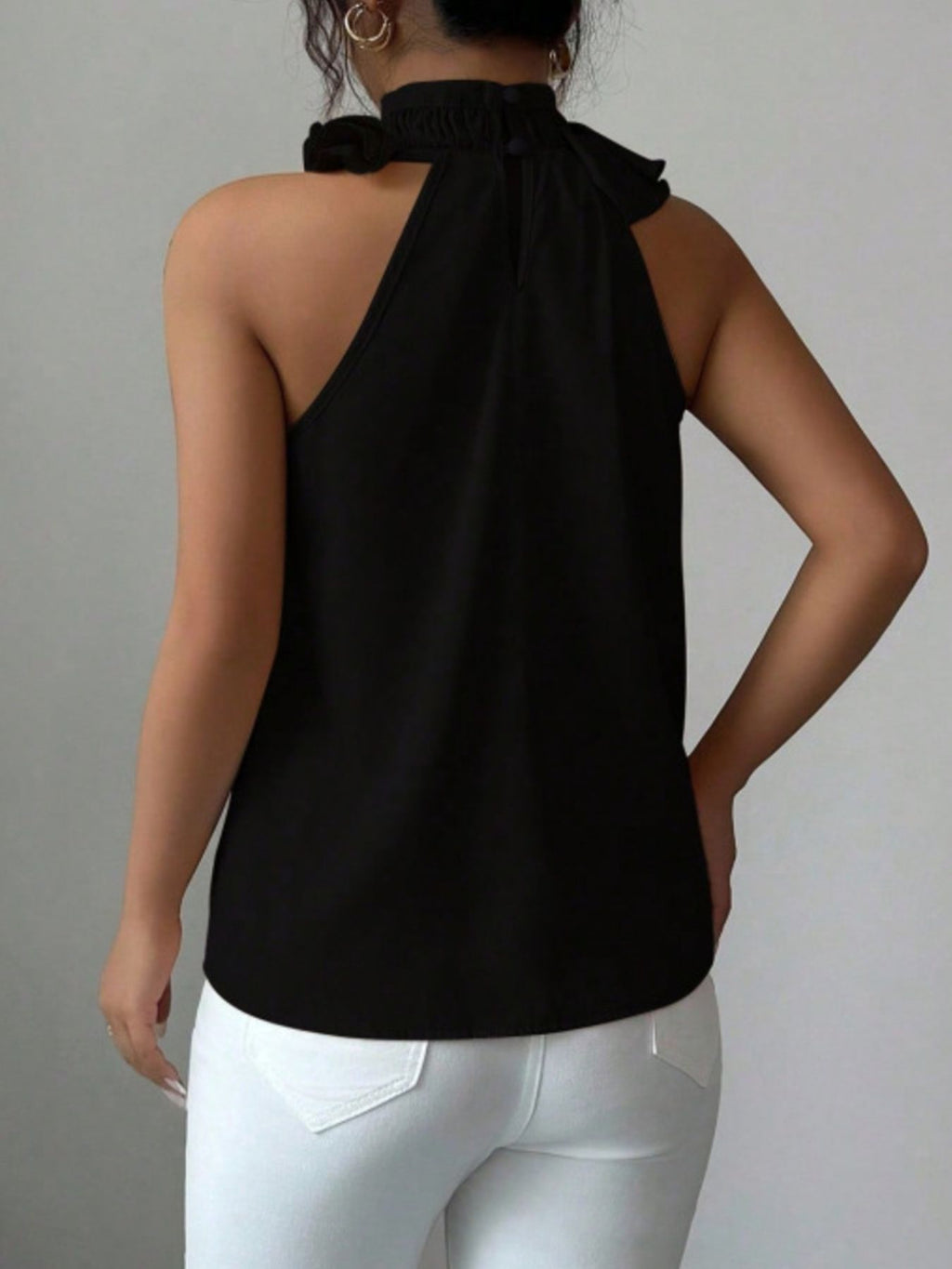 Ruffle High Neck Sleeveless Top (25)