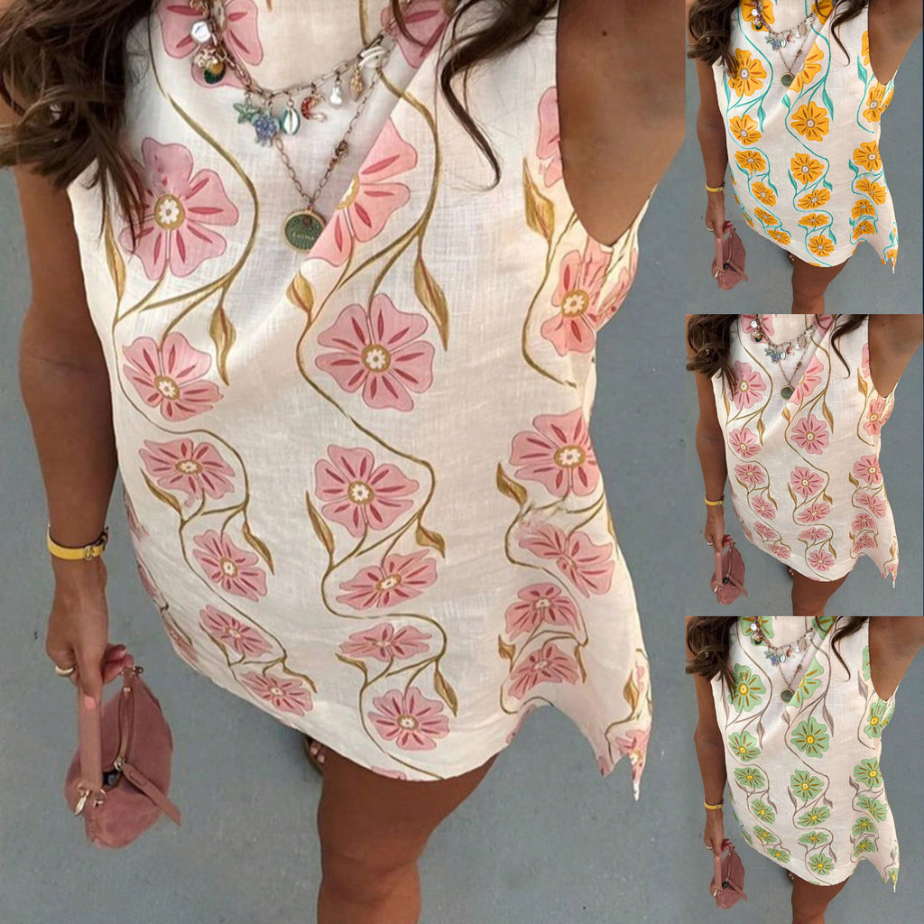 Pink Floral Round Neck Dress photo 2