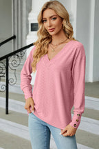 V-neck Lantern Sleeve T-shirt (18)