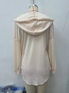 Drawstring Waffle Knit Hoodie (3)