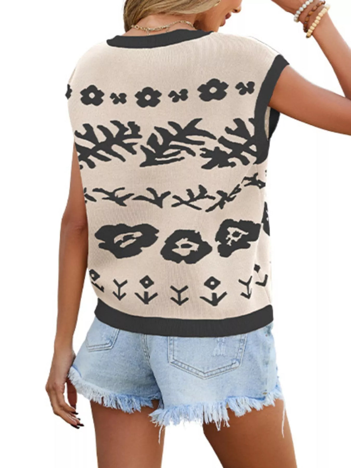 Round Neck Cap Sleeve Knit Top (11)