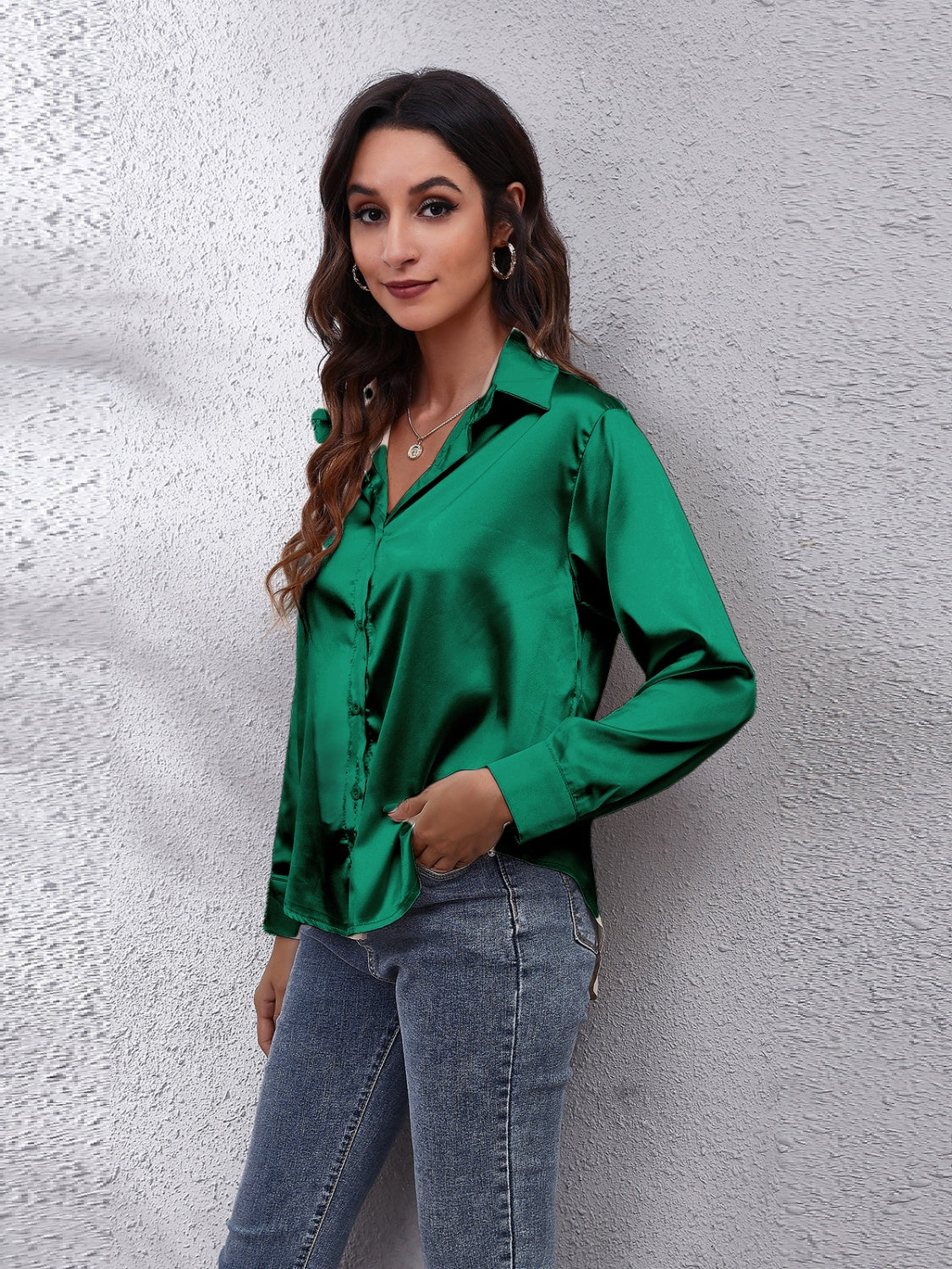 Collared Neck Buttoned Long Sleeve Shirt (13)