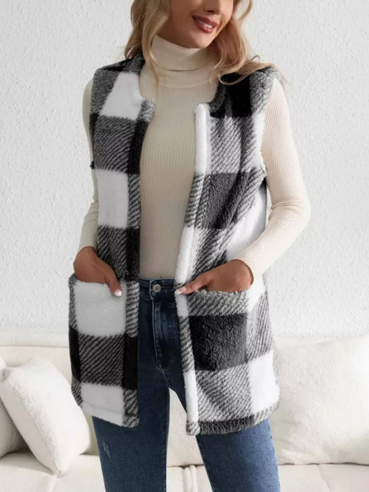 Cozy Plaid Sherpa Vest Coat (12)