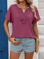 Lace Trim Short Sleeve T-shirt (26)