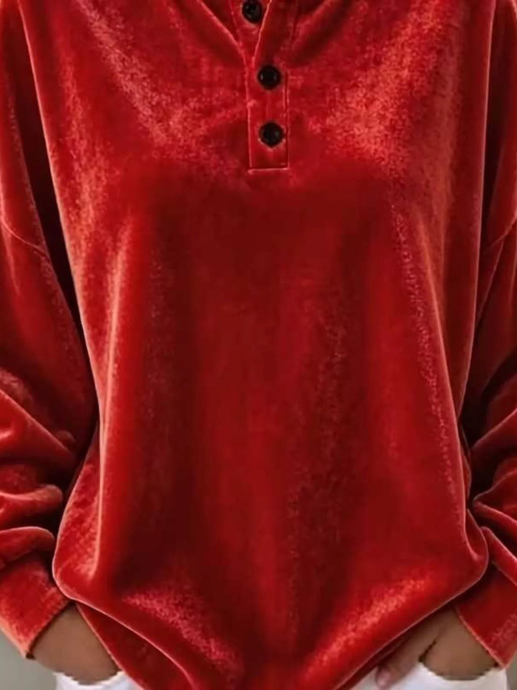 Velvet Henley Top Button Detail (10)