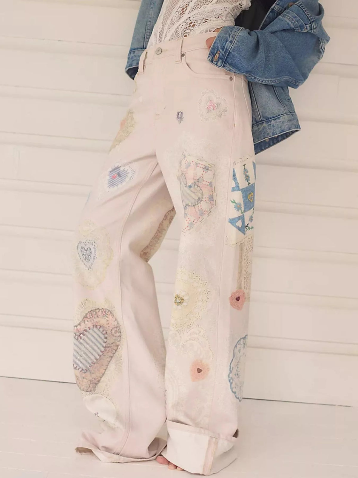 Printed Wide Leg Jeans (2)