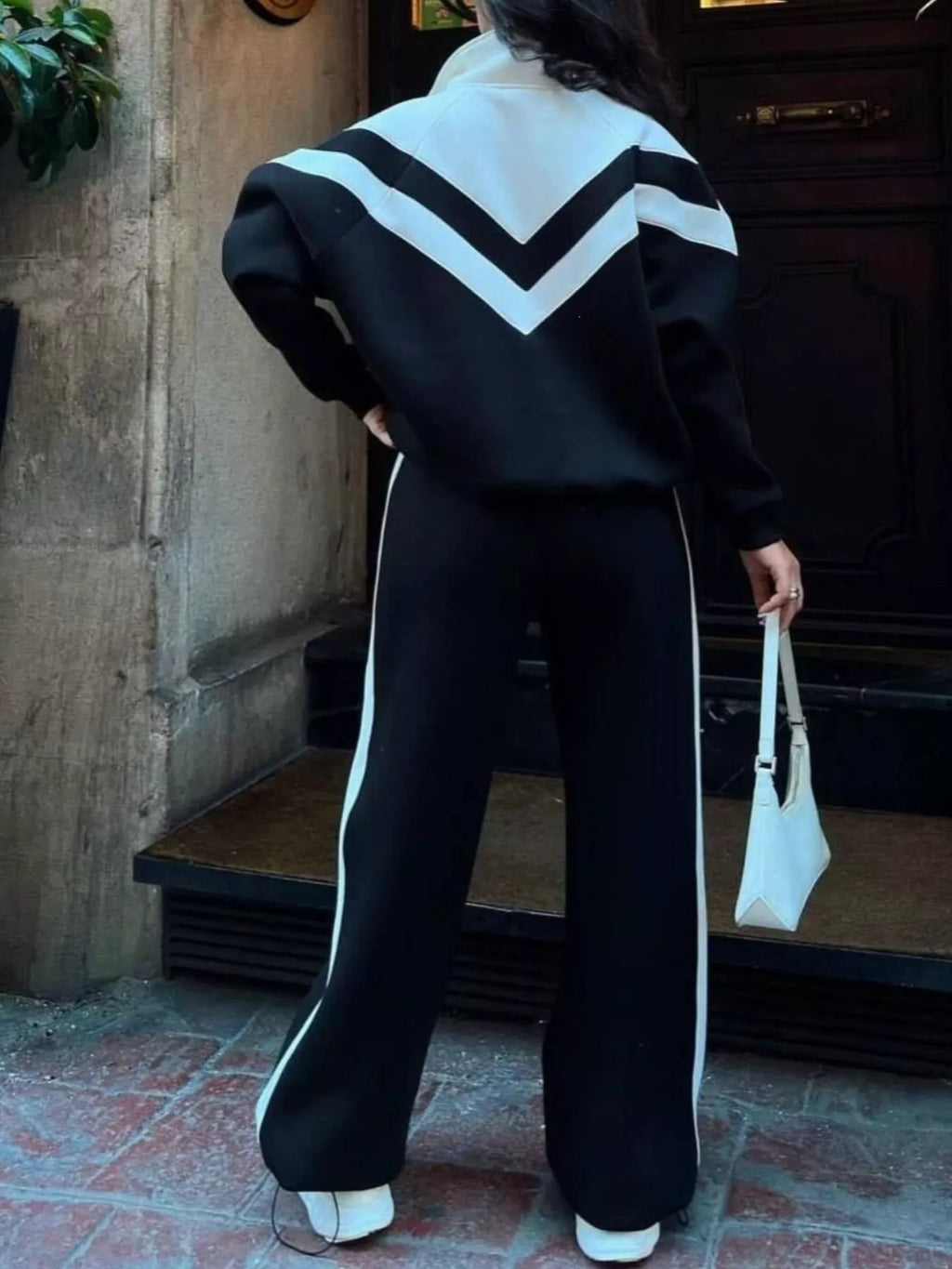 Block Zip-up Outerwear Pants Set (4)
