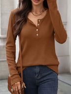 Waffle Knit Long Sleeve T-shirt (27)